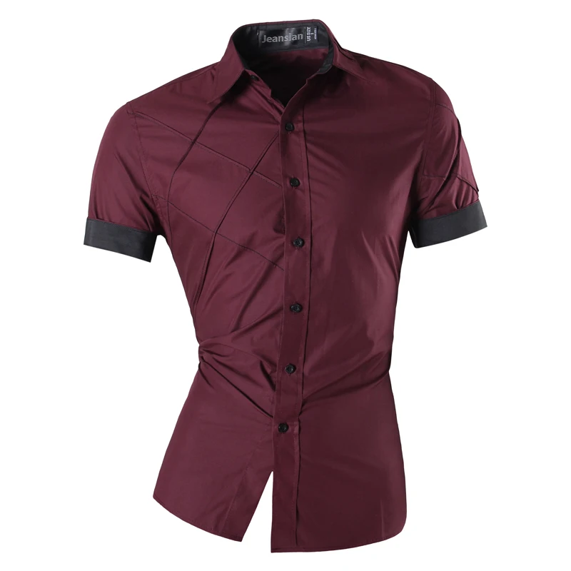 

Mens jeansian Summer Fashion Lines of Geometric Ornamentation Casual Slim Fit Short Sleeve Male Mixed colors Shirt Z003