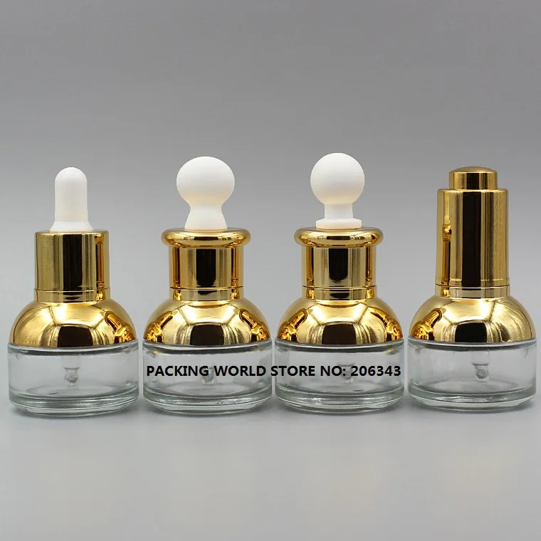 20 мл прозрачная стеклянная бутылка с золотым плечевым воротником для
