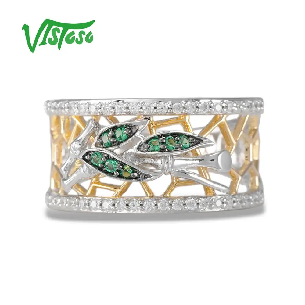 VISTOSO ювелирные наборы для женщин зеленые шпинели белые камни CZ ювелирный набор