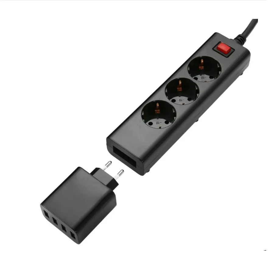 Smart портативный Desktop Съемная 4 USB путешествия зарядное устройство 3 ЕС мощность