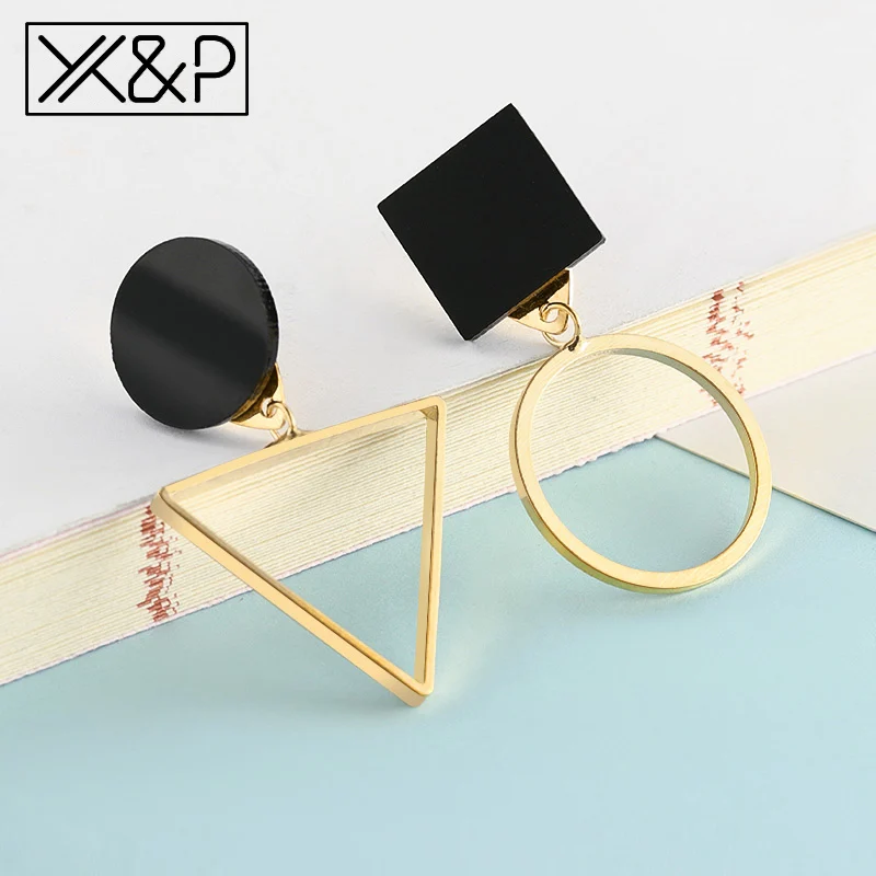 X& P летний корейский, геометрической формы Винтаж серьги для Для женщин моде акриловые золотые простые висячие серьги-подвески в форме ювелирные изделия - Окраска металла: Gold 4
