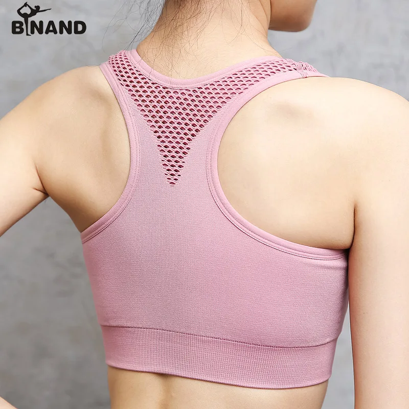 BINAND сетчатая Лоскутная майка для йоги с наполнителем впитывающий пот полная
