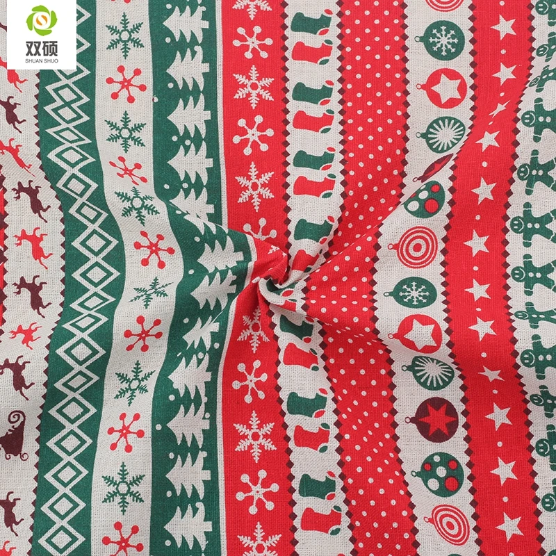 Для печати рождество pattern хлопок лен метр ткани diy рождественские украшения для