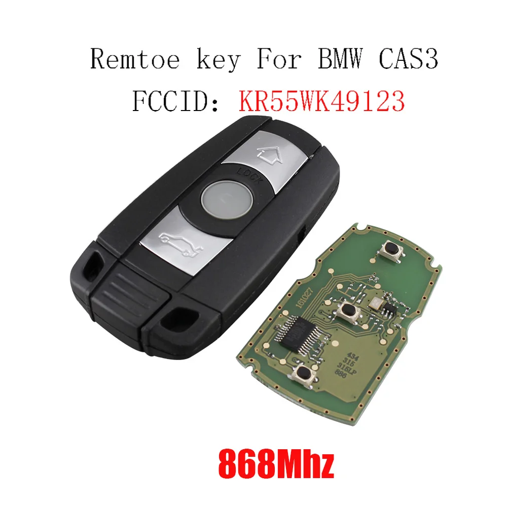 3 кнопки 868Mhz Ключ Remtoe для BMW CAS3 система 1/3/5/7 серии X5 X6 Z4 2002 2012 KR55WK49123 PCF7945 чип