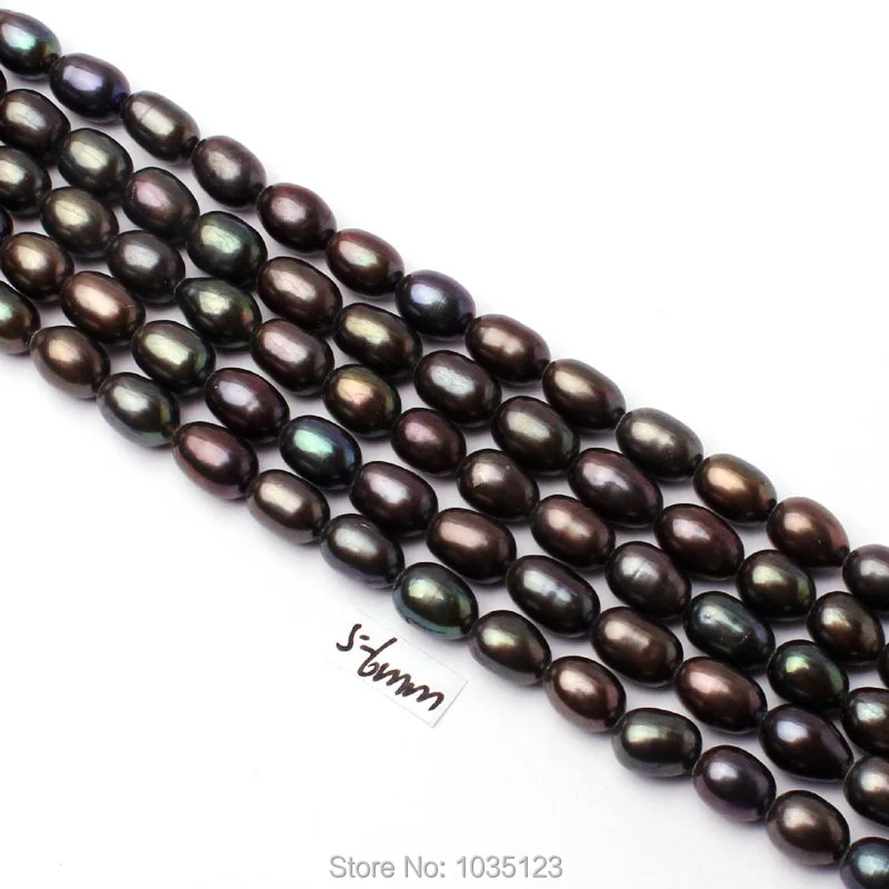 High Quality 5-6mm Black Color Natural Freshwater Pearl Oval Shape DIY Loose Beads Strand 15&quot Jewellery Creative Making w3294 |
