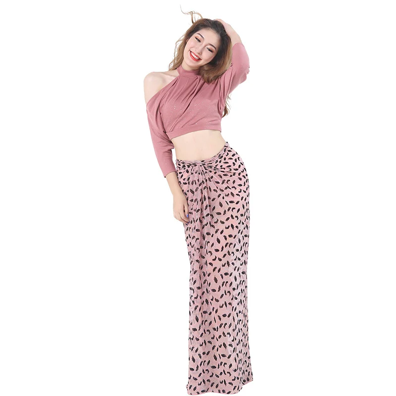 

Bellydance Clothes Print Sexy Belly Dance Long Skirt 2pcs Set Women Oriental Dance Costumes Performance Wears Costumes DQS1893