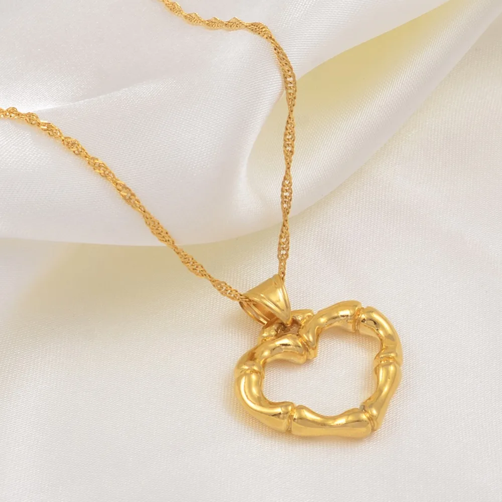 Ожерелье с бамбуковой подвеской в форме сердца для женщин и девушек|Ожерелья