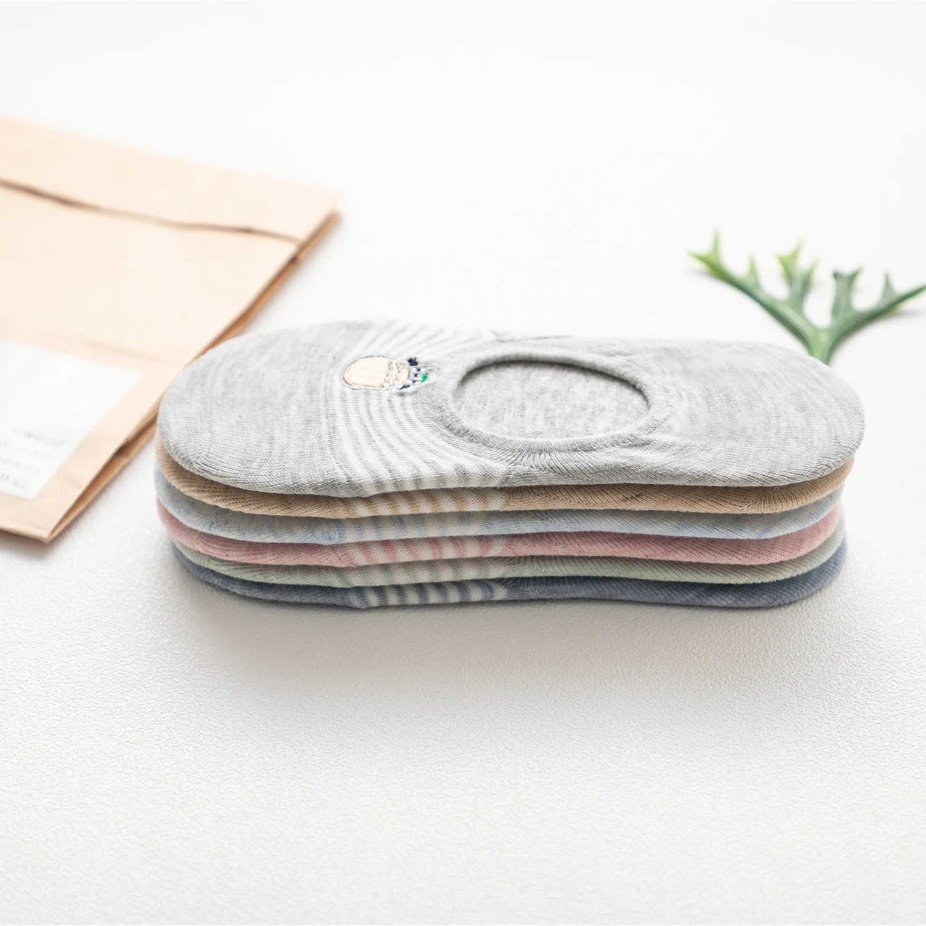 Новые хлопковые носки на весну и лето женские с вышивкой животных из мультфильма