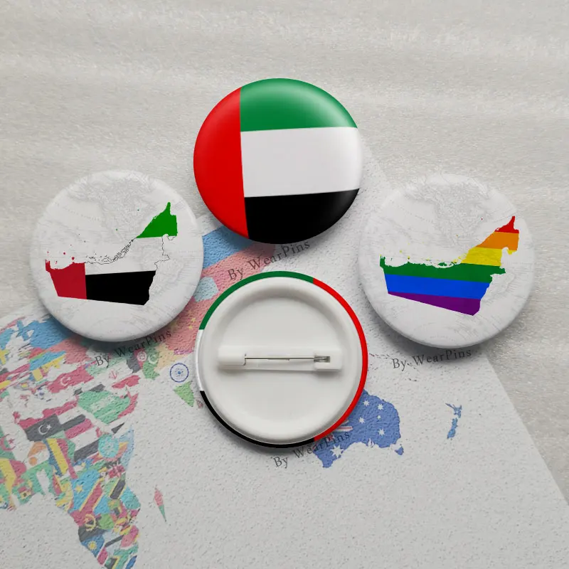 Объединенные Арабские Эмираты флаг карта Олово Кнопки булавки ЛГБТ гей радуга