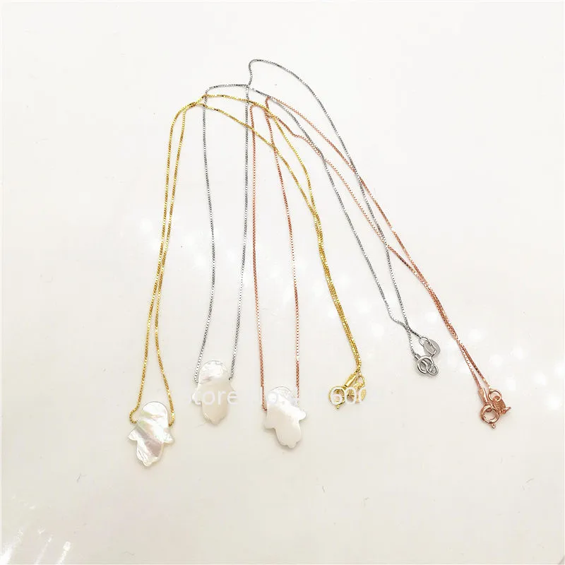 1pc 925 Sterling Silver Natural Shell Hamsa Necklace Mother of Pearl Fatima Hand Pendant Women Jewelry | Украшения и аксессуары