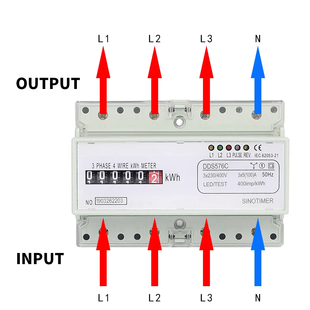 5(100) 380VAC 50/60Hz три фазы 4 провода аналоговый счетчик энергии имитации Мощность монитор DIN Rail с импульсным Выход