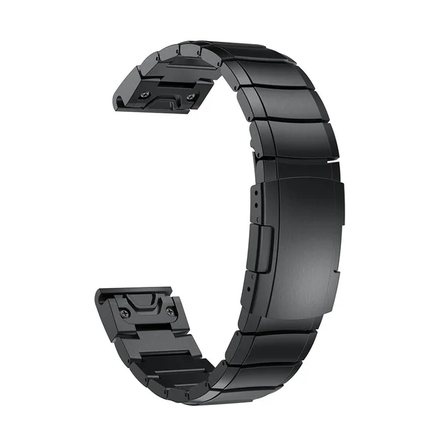 Черный 26 мм ремешок из нержавеющей стали для Garmin Fenix 5X/5 XPlus/3/3HR/D2 Bravo/Quaitx3 металлические звенья Браслет Смарт часы ремешок Correa - Цвет: Черный