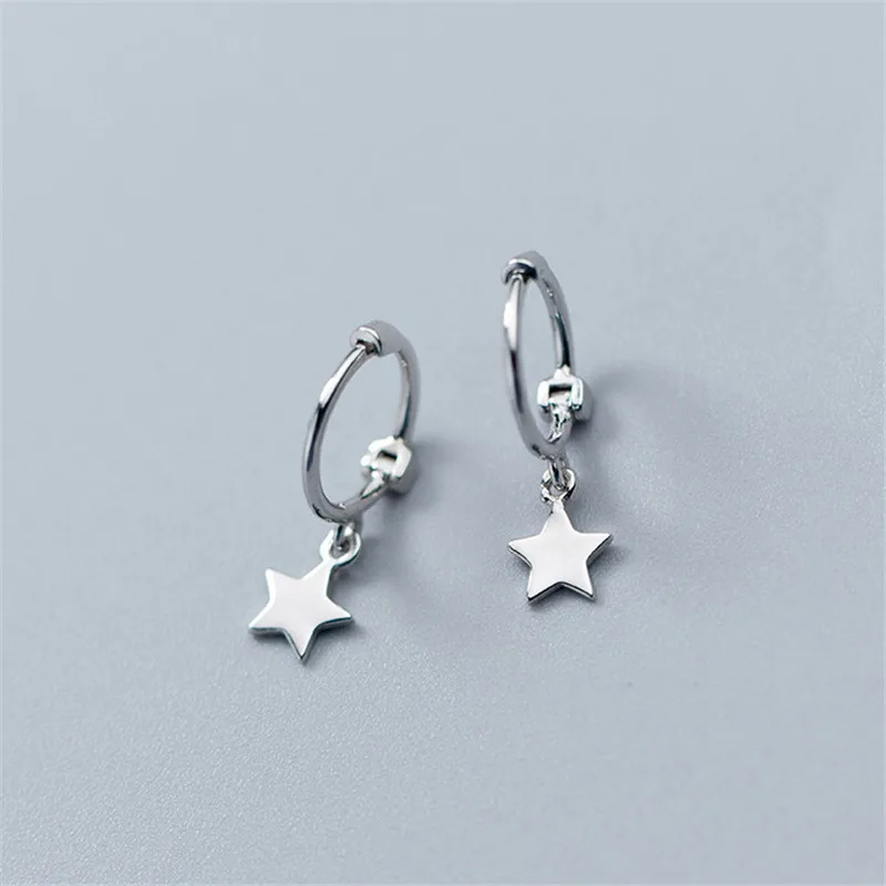 Star style Серебряные серьги-гвоздики с крестиком в форме сердца, циркония, 925 маленькие подвесные серьги-гвоздики, серьги для женщин, подростков, девочек, друзей, подарок дружбы - Окраска металла: Star style