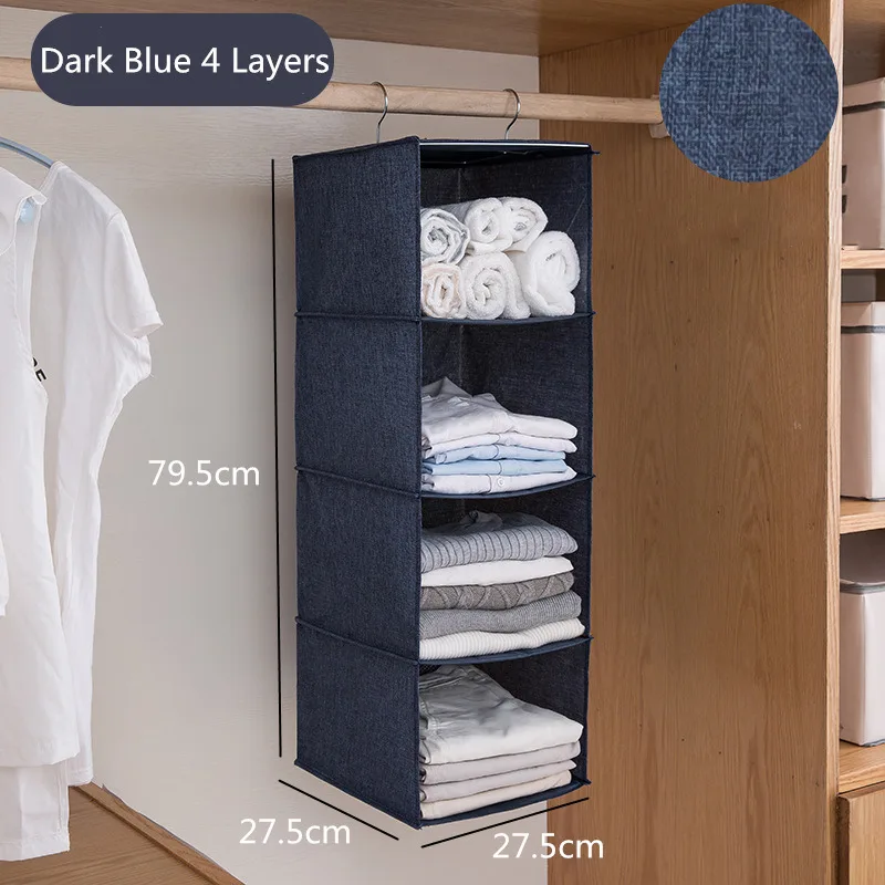 Dark Blue 4 Layers Подвесной ящик дизайн хлопчатобумажная линия+ стальная сумка для хранения Прочный моющийся подвесной органайзер для рубашки Нижнее белье 1 шт. шкаф для хранения - Цвет: Dark Blue 4 Layers