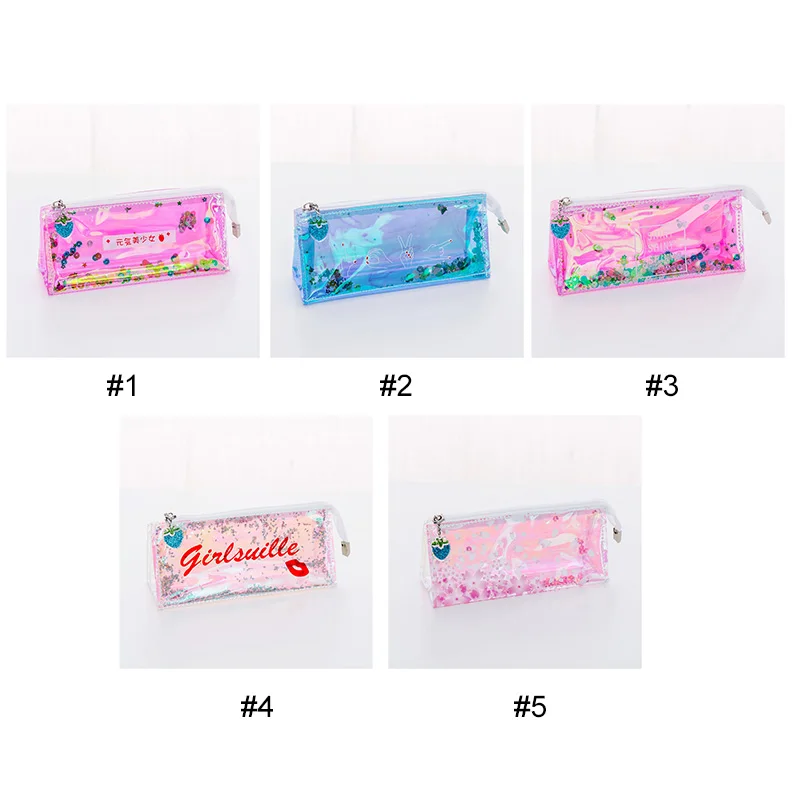 1 шт. лазерная прозрачная ПВХ милые школьные принадлежности Карандаш Чехол с
