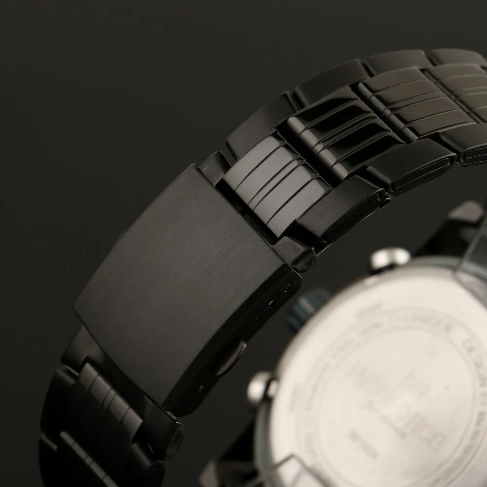 Хит продаж шикарные Для мужчин кварцевые часы Полный Сталь Мужчин Хронограф