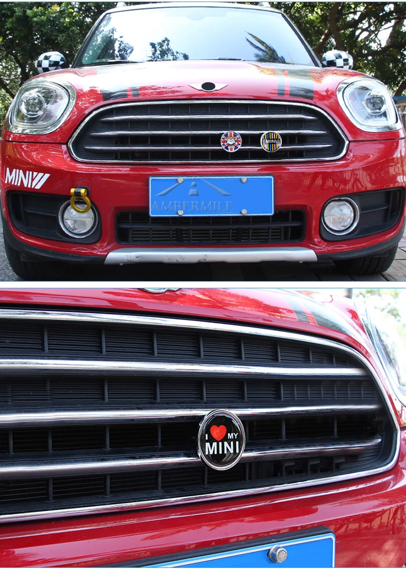 Ambermile автомобиль передний бейдж с эмблемой Grill металлические наклейки для Mini Cooper, Countryman, R55 R56 R50 R53 R60 R61 F54 F55 F56 аксессуары