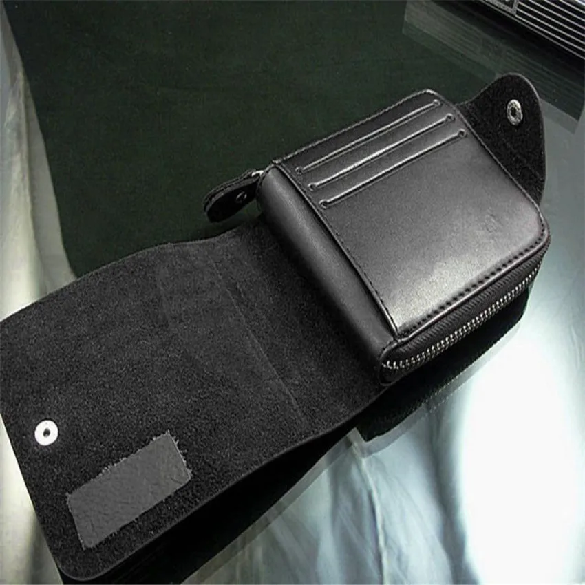 Кожаный мужской кошелек Transer с внутренним ID складной на молнии короткий клатч