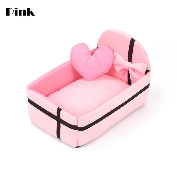 pink HEYPET собачий Домик гнездо с матрасом милая плюшевая подушка зимняя теплая маленькая средняя для собак съемный матрац для щенков кровать для кошек - Цвет: pink