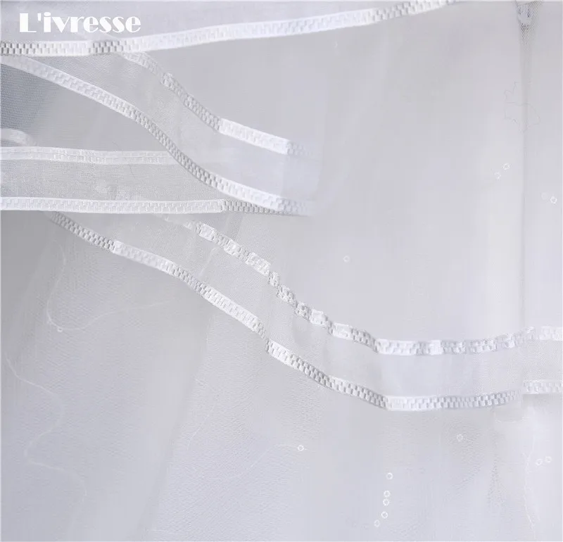 Оптовая продажа Элегантные Белый Кот Лента Край Два Слои Свадебная Фата с