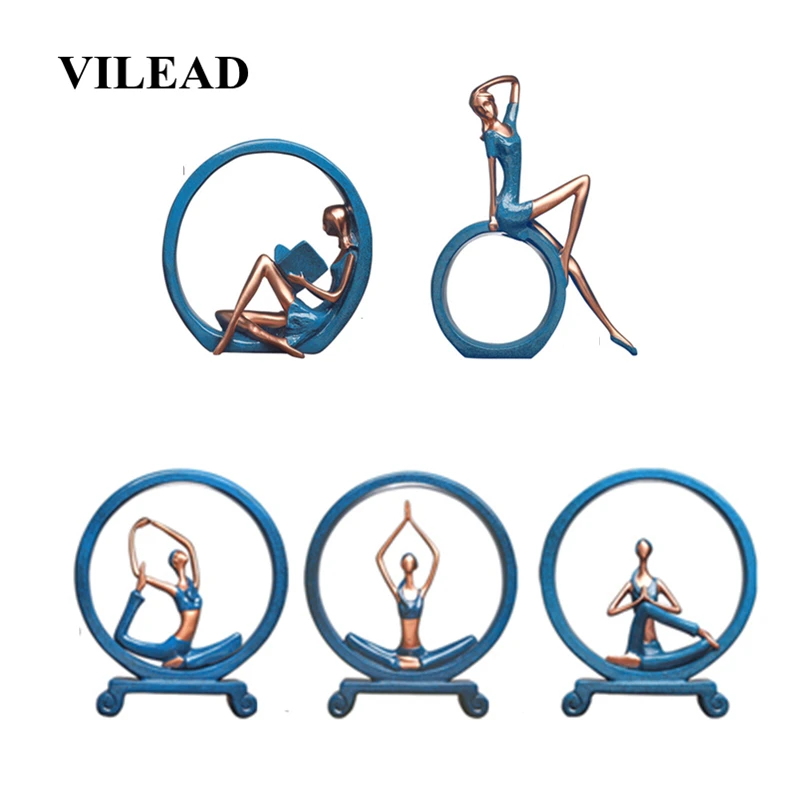 VILEAD 20,5 см 27,5 см Смола Девушка Йога фигурки европейские Символьные украшения творческий дом крыльцо украшение для телевизора Hogar подарок