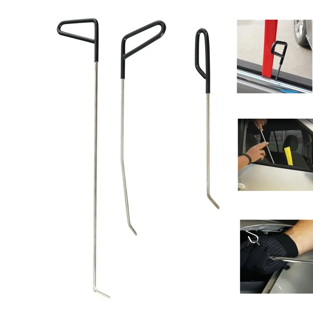3 pcs /set High Quality  Tools Hooks Push Rods Door Dings Hail Repair Dent Removal Panitless dent repair Tools panitless dent repair tools high quality strap tools for hook with s hook tools