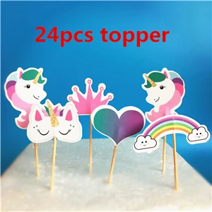 No.7 (24pcs topper) 12 шт. лучшее качество мультфильм Единорог Лошадь кекс обертки Топпер конфеты коробка дети день рождения принадлежности Свадебные принадлежности - Цвет: No.7 (24pcs topper)