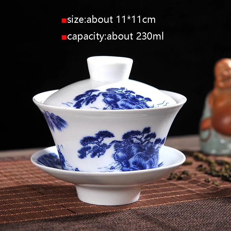 230/330cc керамический фарфор Jingdezhen Gaiwan мастер Чай миска с крышкой блюдце комплект