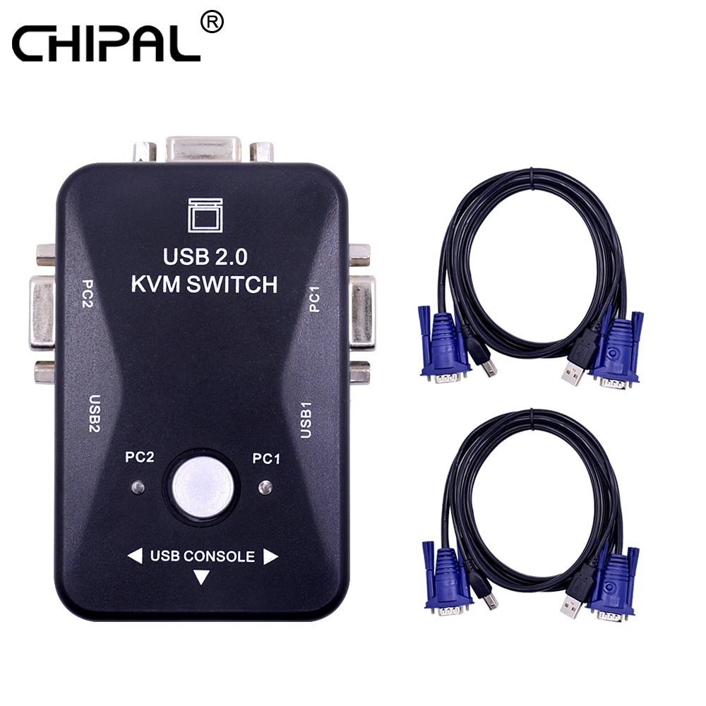 CHIPAL 2 порта USB 0 KVM переключатель 1920*1440 VGA SVGA разделитель Box с шт. кабелей для