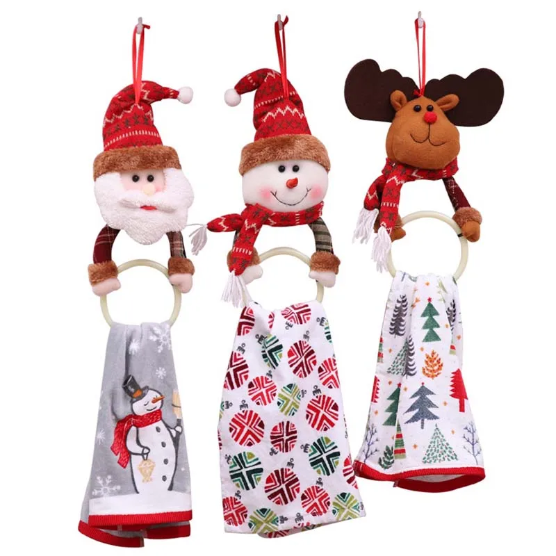 1PC Christmas Decoration Towel Hanging Ring Santa Elk Snowman Round Toilet Circular For Xmas Home Decor 999027 | Дом и сад