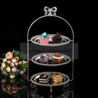 1 pcs european three layer silver plated afternoon tea snack rack wedding dessert set table baking paper cup cake plate