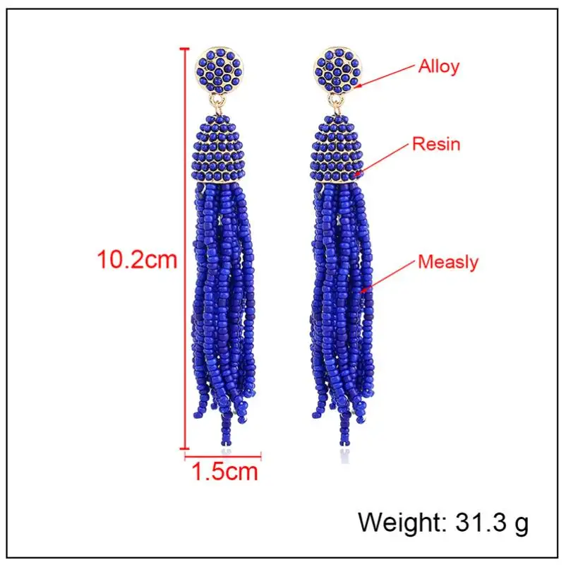 1 pairs Seed Beads Long Tassel Earrings Handmade Weaving Drop | Украшения и аксессуары