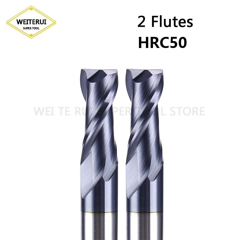 

1PC 2 Flute Cutting Endmill HRC50 2mm 3mm 4mm Alloy Carbide Milling Tungsten Steel Sprial Bit Milling Cutter End Mill