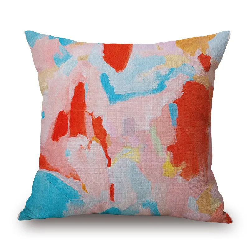 Vintage 45cmx45cm Square Watercolor Print Cushion Cover Cotton Linen Throw Decorative Pillowcases For Pillows Almofadas Coussin | Дом и сад