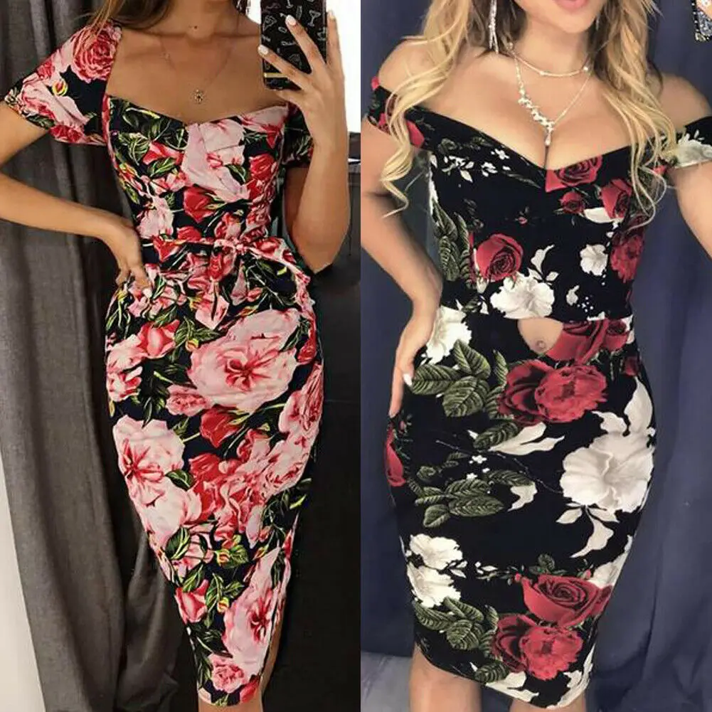 Женское платье с цветочным принтом Boho летнее вечернее коротким рукавом и |