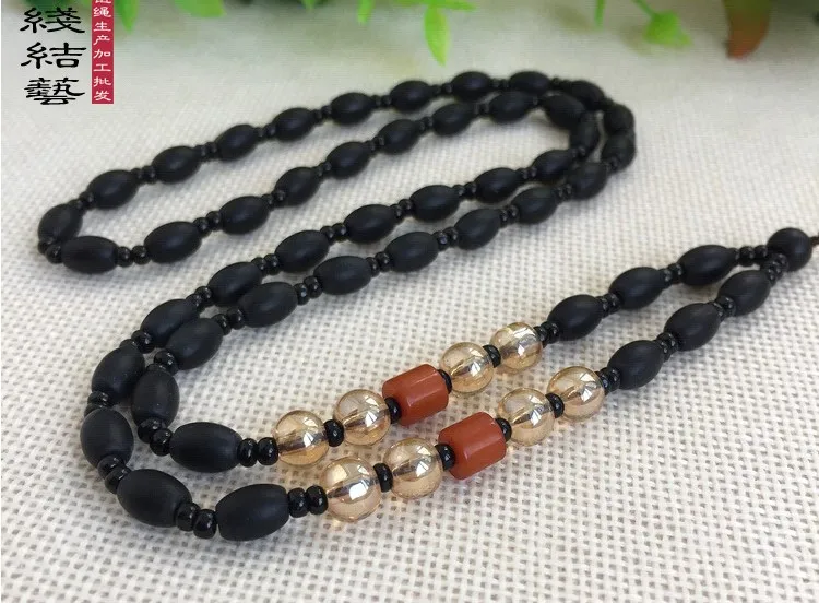 Новое высококачественное Черное Матовое ожерелье с бусинами шнур wampum цепь |