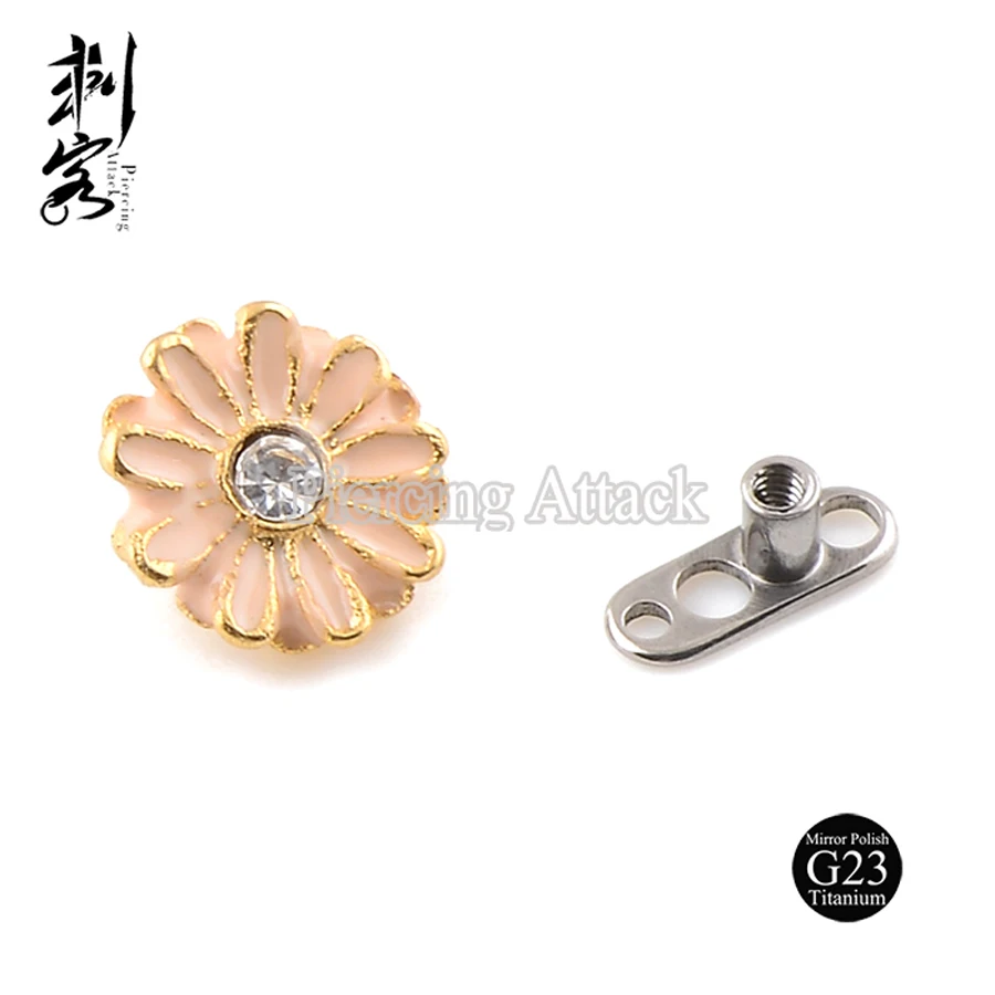 G23 Titanium Micro Dermal Anchor with Beautiful Daisy Top Body Jewelry Lot of 5pcs | Украшения и аксессуары