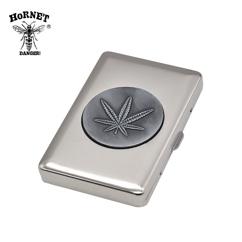 HORNET DANGER Metal Cigarette Case Holding 16 Regular Size Tobacco Box Metal Sticker Organizer Case Box With 2 Clips
