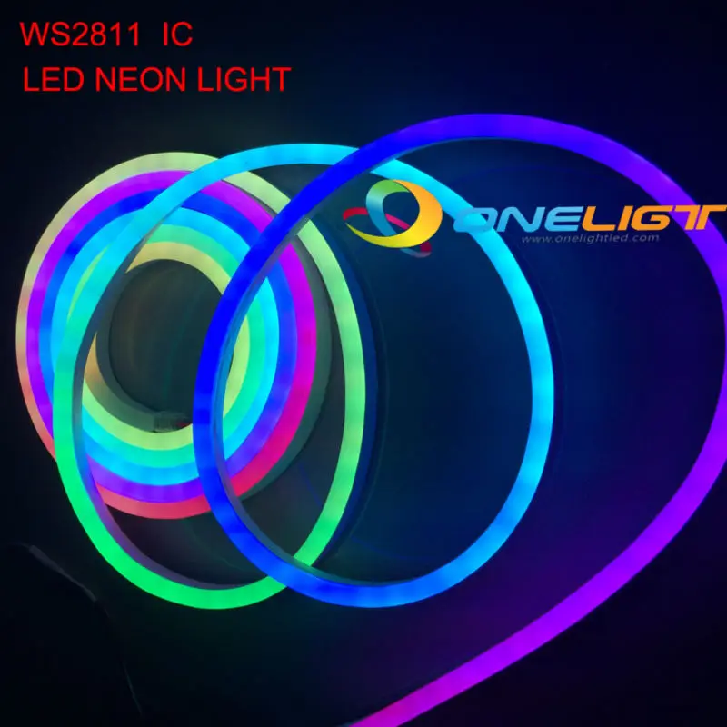5 м RGB LED неоновый свет WS2811 гибкие светодиодные веревочные огни SMD 5050 с IC DMX512