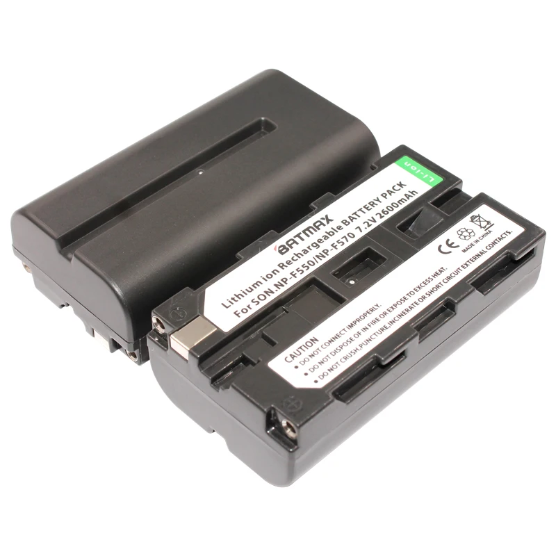 2 шт. высокой емкости 2600 мАч NP-F550 NP F550 камеры аккумуляторы + двойной ЖК-экран
