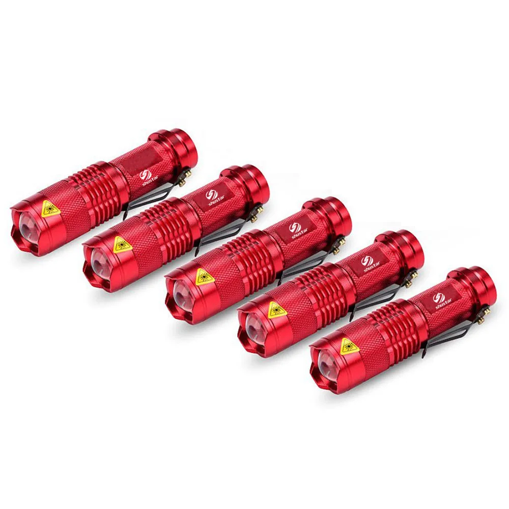Body Red 5 шт. в упаковке,, мощный мини светодиодный фонарик Q5, водонепроницаемый фонарь, 5 цветов, масштабируемый фонарик, 3 режима, светодиодный фонарь с использованием АА - Испускаемый цвет: Body Red