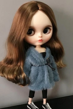 long style 1 шт. модное пальто с мехом ручной работы Синее Короткое пальто для blyth ob24 azone s barbis 1/6 Куклы Аксессуары Одежда для кукол - Цвет: long style