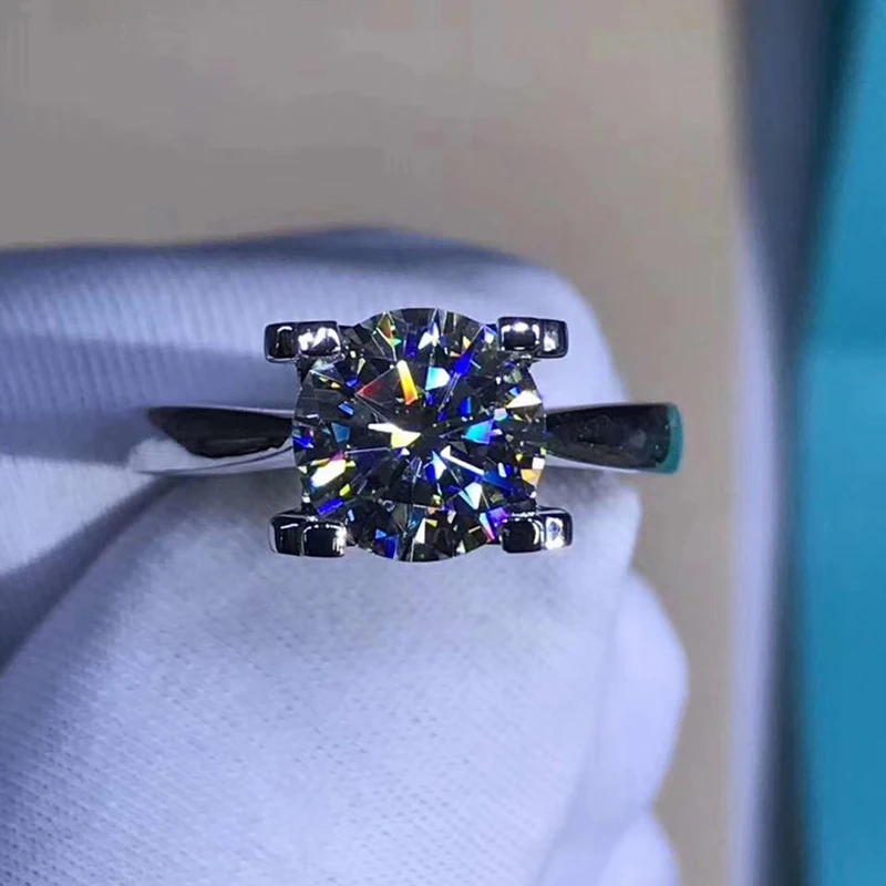 Кольцо из чистого белого золота 18 К, 1ct, 2ct, 3ct, ювелирное изделие с муассанитом, кольцо с бриллиантами, классическое обручальное кольцо, юбилейное кольцо для женщин