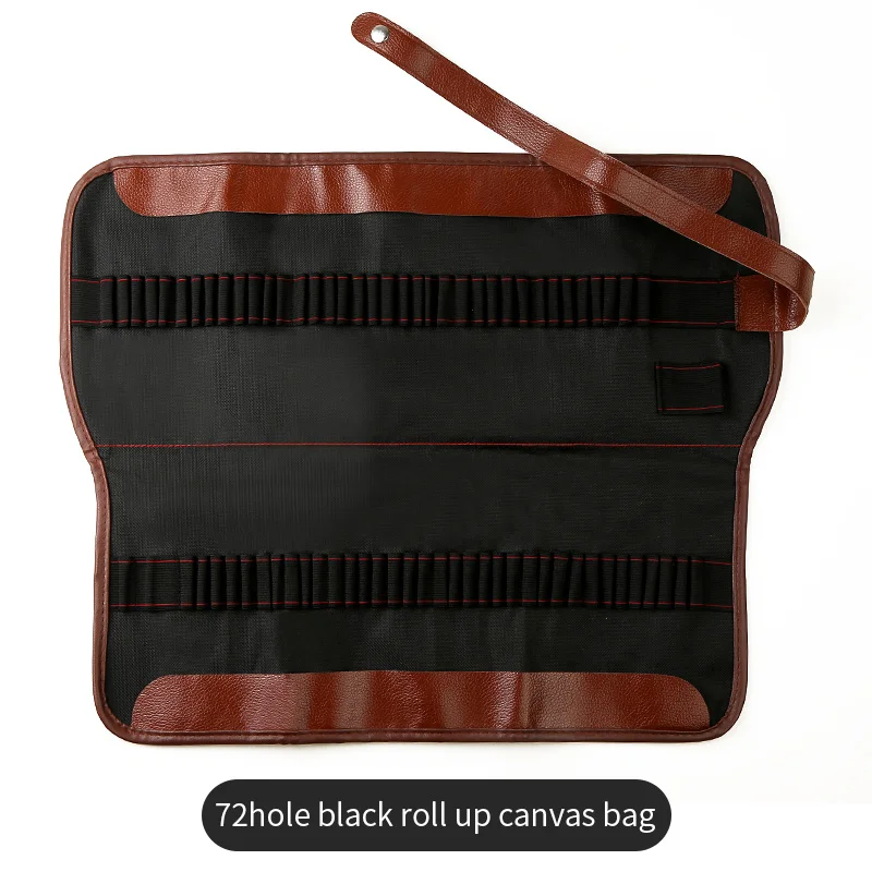 72hole black roll Bgln 36/48/72 Отверстия Сумки-холсты в сложенном виде сворачивающиеся кисть-Карандаш Чехол черного цвета для школы для рисования Рисование набросков товары для рукоделия - Цвет: 72hole black roll