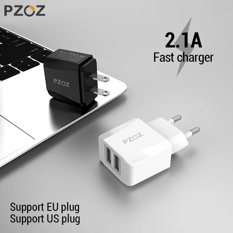 PZOZ USB зарядное устройство 2a Быстрая зарядка для путешествий адаптер с европейской вилкой портативное настенное зарядное устройство кабель для мобильного телефона двойной usb США штекер зарядное устройство
