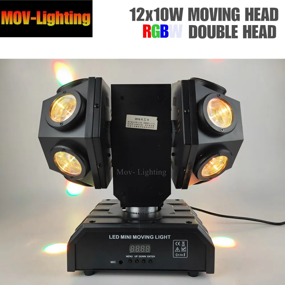 2 шт./лот mini 12x10 Вт RGBW 4в1 светодиодный движущийся луч с двумя стрелками сценический