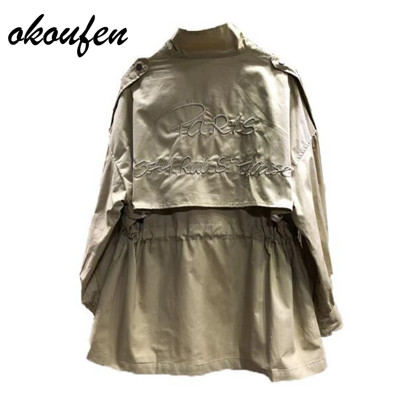 Осень свободные рабочие bf женские 2018 новая вышивка большого размера