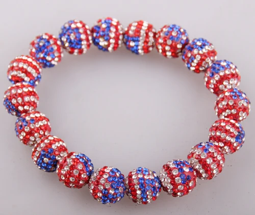 fashion ladies 10mm USA flag ball bracelet set metal pipe Bangle for women gift | Украшения и аксессуары