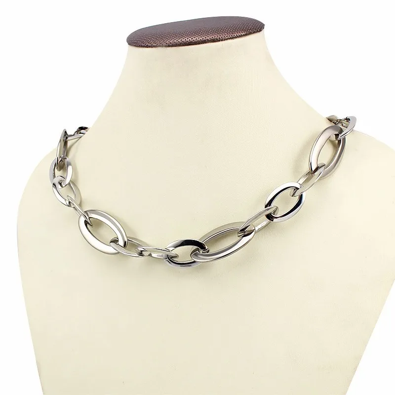 Серебряный Цвет Цепочки и ожерелья Нержавеющая сталь Мода Ссылка колье цепь