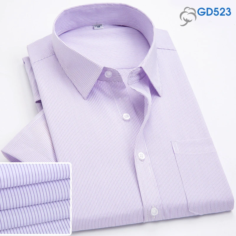 Fashion Summer business men casual shirts high quality checked male plaid short sleeve shirt cotton Chemise Homme - Цвет: GD523
